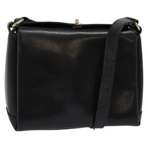 Authentic GUCCI Shoulder Bag Leather Black Gold